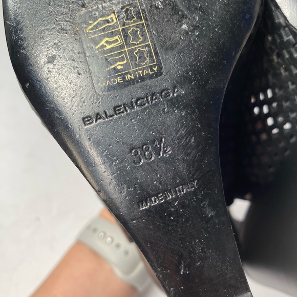 Balenciaga open toe perforated wedge sandals black 38.5 - Picture 9 of 9